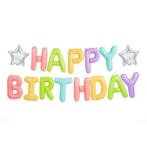 Ballonggirlang - Happy Birthday - Pastellmix - Kalasdekorationer
