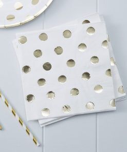 Servetter - Golden Dots - 20-pack - Servetter, Dukning