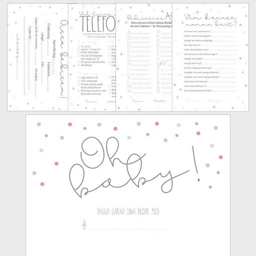 Kit till baby shower - Rosa - Aktiviteter & Lekar, Baby Shower