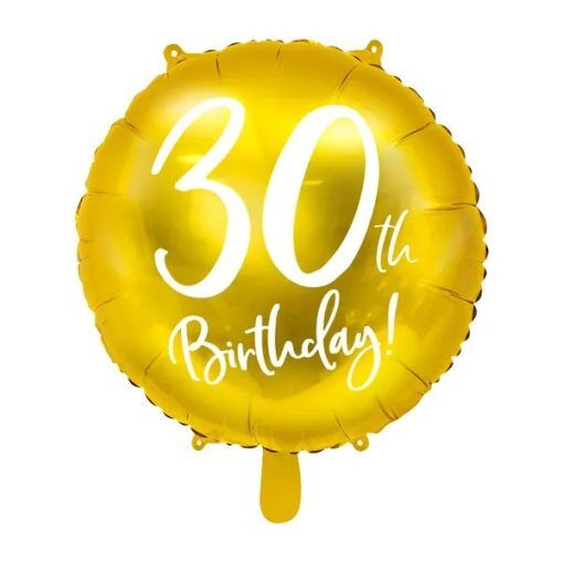 Rund folieballong - Guld - 30th Birthday - Runda, Folieballonger, Ballonger