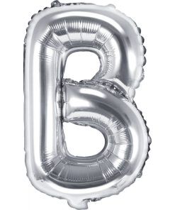 Bokstavsballonger - Silver - 35 cm - Bokstav: B - Bokstavsballonger till dop, Dopballonger