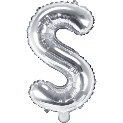 Bokstavsballonger - Silver - 35 cm - Bokstav: S - Bokstavsballonger till dop, Dopballonger