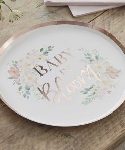 Papptallrikar - Baby in Bloom - 8-pack - Papptallrikar till Baby Shower, Baby Shower-dukning, Baby Shower
