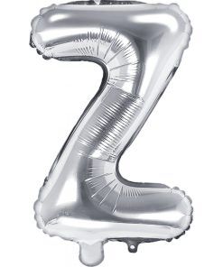 Bokstavsballonger - Silver - 35 cm - Bokstav: Z - Bokstavsballonger till dop, Dopballonger