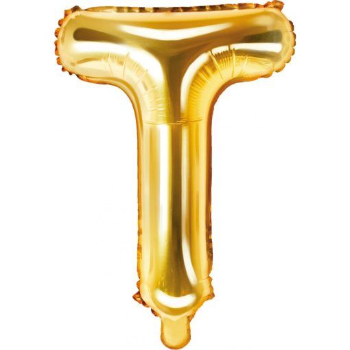 Bokstavsballonger - Guld - 35 cm - Bokstav: T - Bokstavsballonger till dop, Dopballonger