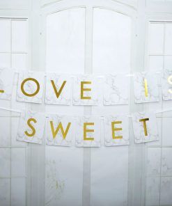 Vimpel - Love is sweet - Scripted Marble - Dessertbordsdekorationer, Dessertbordet