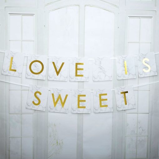 Vimpel - Love is sweet - Scripted Marble - Dessertbordsdekorationer, Dessertbordet