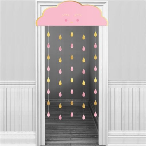 Draperi - Moln - Rosa/Guld - Baby Shower-dekorationer, Baby Shower
