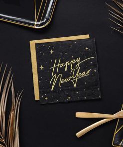 Servetter - Happy New Year - Svart/Guld - 20-pack - Servetter, Dukning