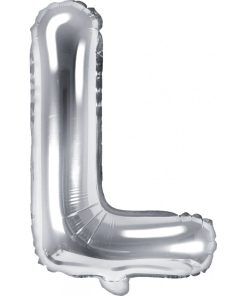 Bokstavsballonger - Silver - 35 cm - Bokstav: L - Bokstavsballonger till dop, Dopballonger