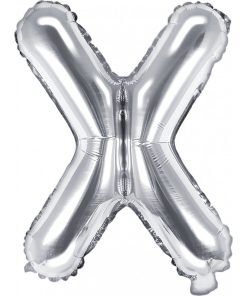 Bokstavsballonger - Silver - 35 cm - Bokstav: X - Bokstavsballonger till dop, Dopballonger