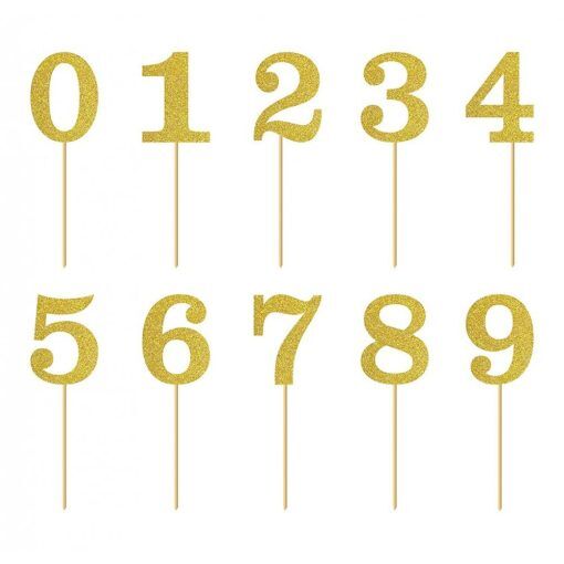 Cake Topper - Guldglitter - Siffra: 4 - Symboler & Ord, Cake Toppers