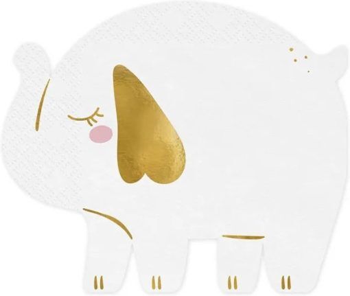 Servetter - Vit elefant - 12-pack - Servetter till dop, Dopdukning