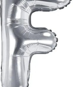 Bokstavsballonger - Silver - 35 cm - Bokstav: F - Bokstavsballonger till dop, Dopballonger