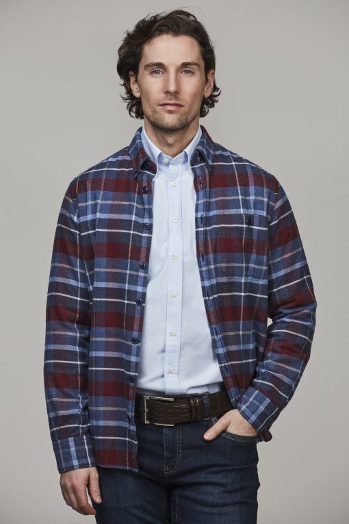 Skjorta, Lumberjack Check Flanel Comfort Shirt, Blå, M, Hansen & Jacob - M