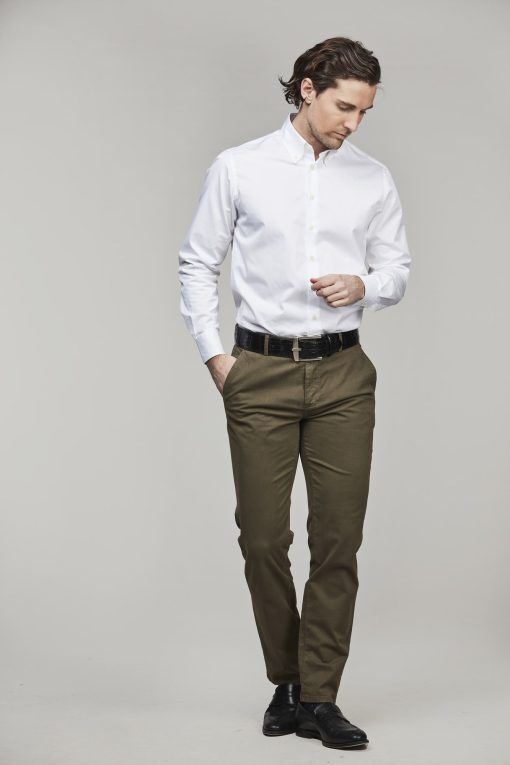 Exklusiva Chinos, Classic Chino Aerodyn High Stretch, Olivgrön, 38/30, Hansen & Jacob - 38/30