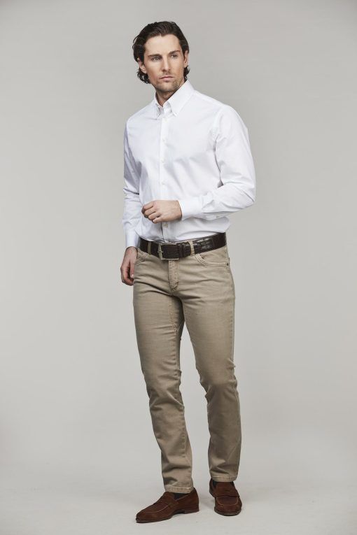 Exklusiv och skön byxa, 5-pkt Cut´n Sew Trouser, Mullvad, 36/32, Hansen & Jacob - 36/32