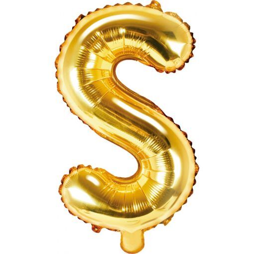 Bokstavsballonger - Guld - 35 cm - Bokstav: S - Bokstavsballonger till dop, Dopballonger