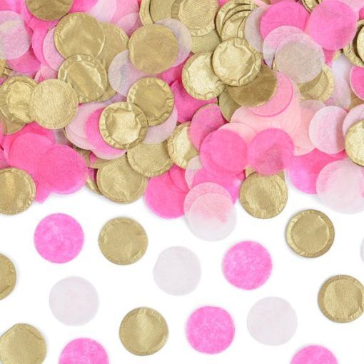 Papperskonfetti - Hot pink/Ljusrosa/Guld - Kalaskonfetti, Kalasdekorationer