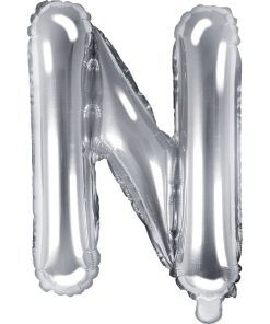 Bokstavsballonger - Silver - 35 cm - Bokstav: N - Bokstavsballonger till dop, Dopballonger
