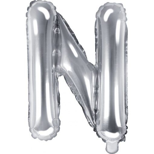 Bokstavsballonger - Silver - 35 cm - Bokstav: N - Bokstavsballonger till dop, Dopballonger