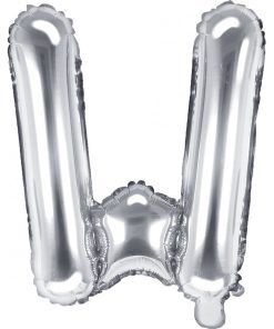 Bokstavsballonger - Silver - 35 cm - Bokstav: W - Bokstavsballonger till dop, Dopballonger