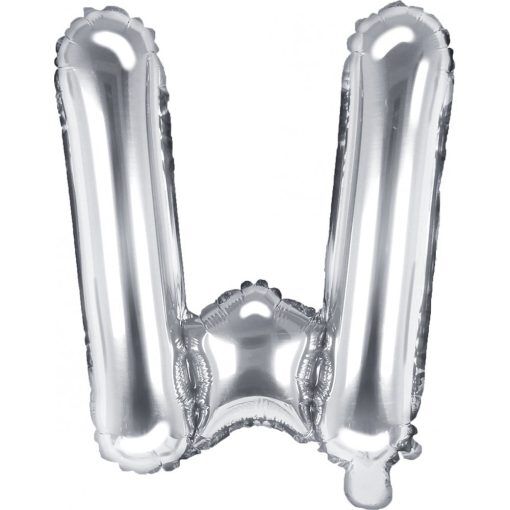 Bokstavsballonger - Silver - 35 cm - Bokstav: W - Bokstavsballonger till dop, Dopballonger