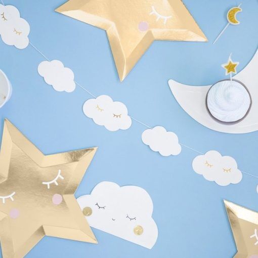 Girlang - Little star - Moln - Vimplar till dop, Dopdekorationer