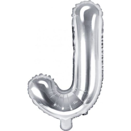 Bokstavsballonger - Silver - 35 cm - Bokstav: J - Bokstavsballonger till dop, Dopballonger