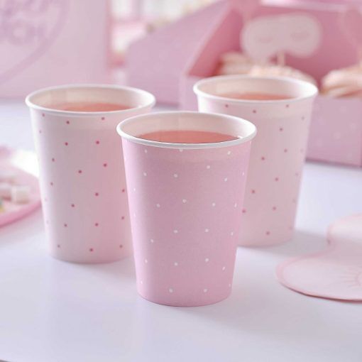 Pappmuggar - Pink Polka Dot - 8-pack - Pappmuggar till kalas