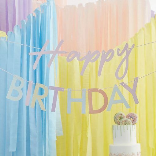 Backdrop - Happy Birthday - Mix it up/Pastel - Vimplar till kalas, Kalasdekorationer