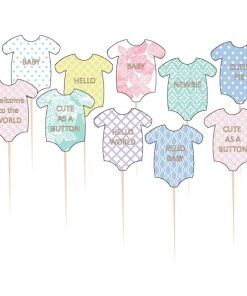 Cake Picks - Babybodys - Pastell - 10-pack - Cake Picks till Baby Shower, Baby Shower