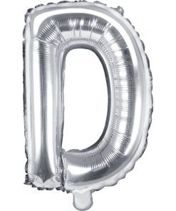 Bokstavsballonger - Silver - 35 cm - Bokstav: D - Bokstavsballonger till dop, Dopballonger