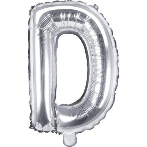 Bokstavsballonger - Silver - 35 cm - Bokstav: D - Bokstavsballonger till dop, Dopballonger