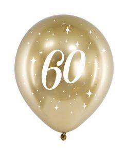 Ballonger - Milestone 60 - Guld - 6-pack - Ballonger med tryck, Ballonger