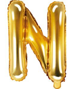 Bokstavsballonger - Guld - 35 cm - Bokstav: N - Bokstavsballonger till dop, Dopballonger