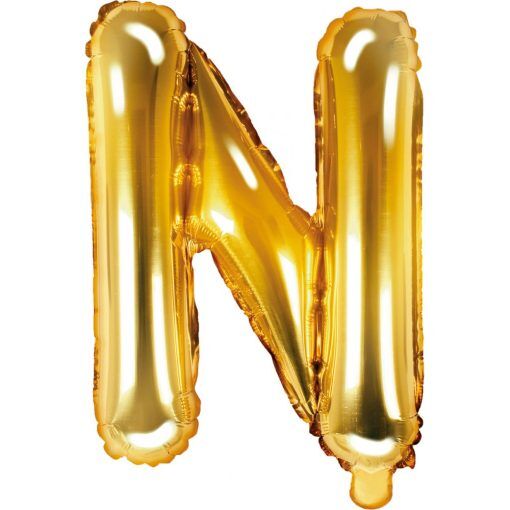 Bokstavsballonger - Guld - 35 cm - Bokstav: N - Bokstavsballonger till dop, Dopballonger