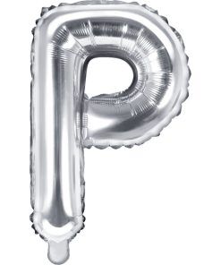 Bokstavsballonger - Silver - 35 cm - Bokstav: P - Bokstavsballonger till dop, Dopballonger