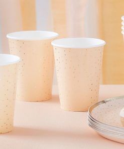 Pappmuggar - Peach & Gold - 8-pack - Pappmuggar, Dukning