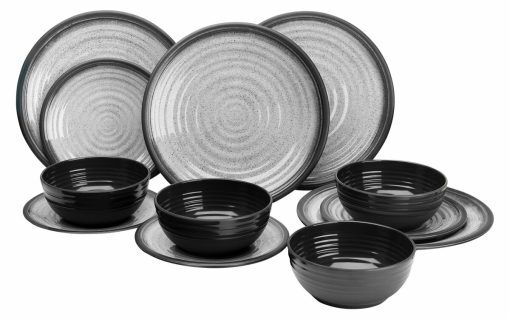 Flamefield Granite Melamin Geschirr-Set 12-tlg. Aqua/Schwarz