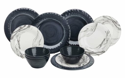 Flamefield Marble Melamin Geschirr-Set 12-tlg.