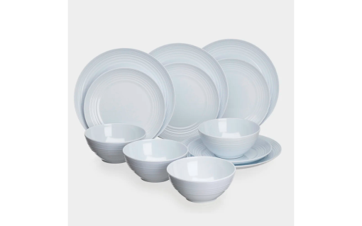 Flamefield Non-Slip Melamin Geschirr-Set 12-tlg. Grau