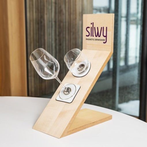 Holzaufsteller silwy KLEIN Display unbefüllt Holz Fb. braun