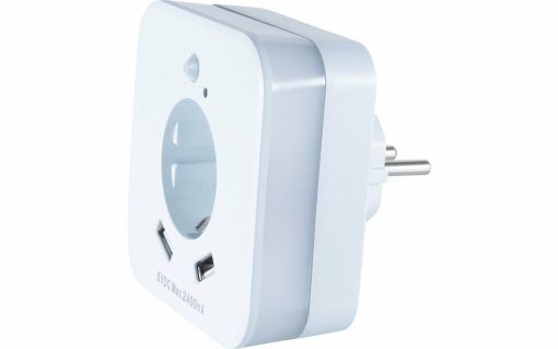 InnTec LED Nachtlicht mit Bewegungssensor, Steckdose und USB-Buchsen