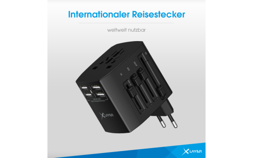 XLayer Internationaler Reisestecker weltweit schwarz