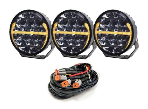 3-pack Predator 9" LED extraljus med kabelsats