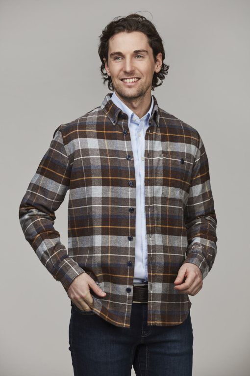 Skjorta, Lumberjack Check Flanel Comfort Shirt, Brun, S, Hansen & Jacob - S