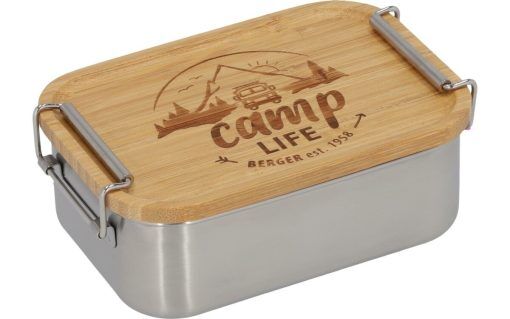 Camplife Edelstahldose mit Bambusdeckel und Bügel 1200 ml