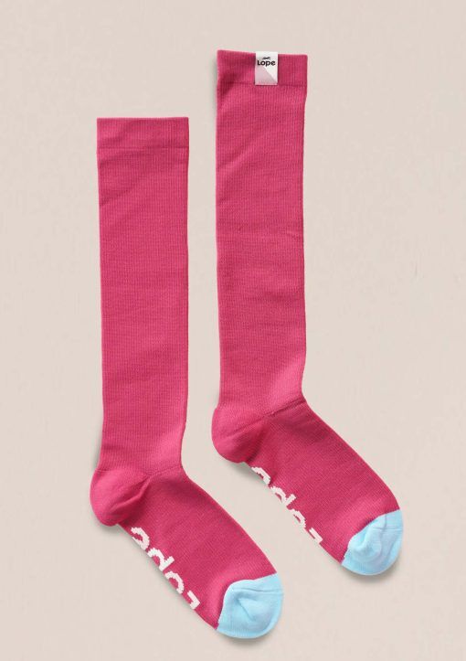 THE EQUESTRIAN SPORT SOCKS -  CHERRY PINK + SKY BLUE
