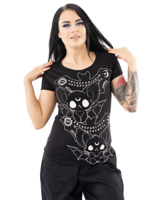 Heartless Svart T-shirt Ouija Bats (Storlek: XL (Dam))